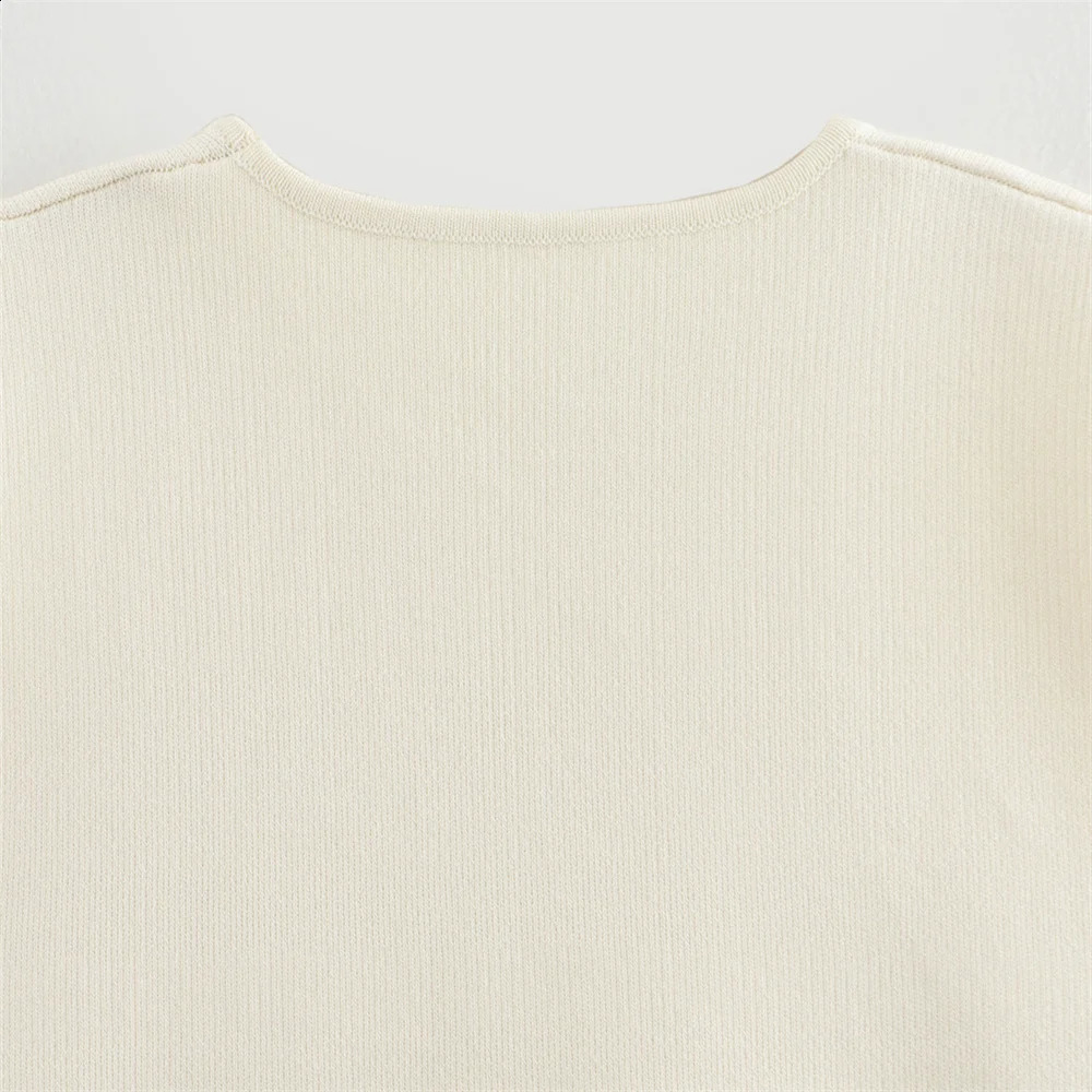 UNIZERA Womens Side Button Knitted Tank Top Solid Color Short Sweater Spring Clothing 250407