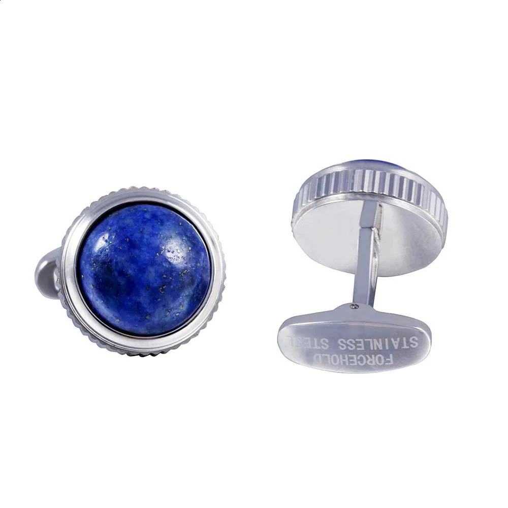 Natural lapis lazuli high-heeled steel cufflinks 250409