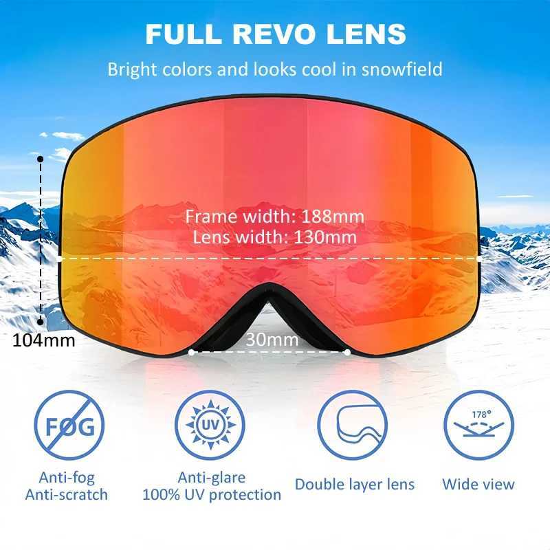 Ski Snowboard GoggLEs OTG Anti Fog REVO Coating DoubLE LEns Snow GoggLEs UV PROtection for Men Women Youth K251110