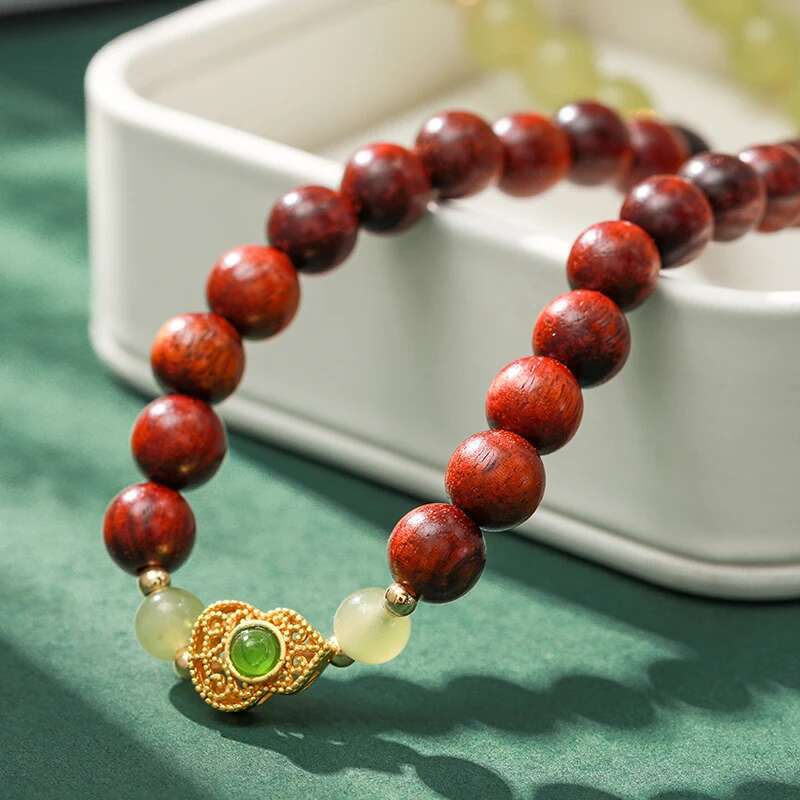 Natural Hetian Small Leaf Rosewood Beads Bracelets Couples Gift Hand String Women's Hotan Jade Beading Accessories