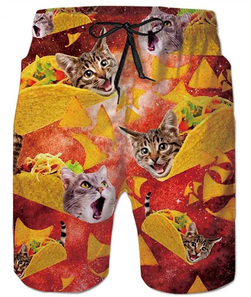 Interesting animal dinosaur beach shorts mens 3D printed surfboard shorts summer Hawaiian swimsuit pants cool ice shortsW250410
