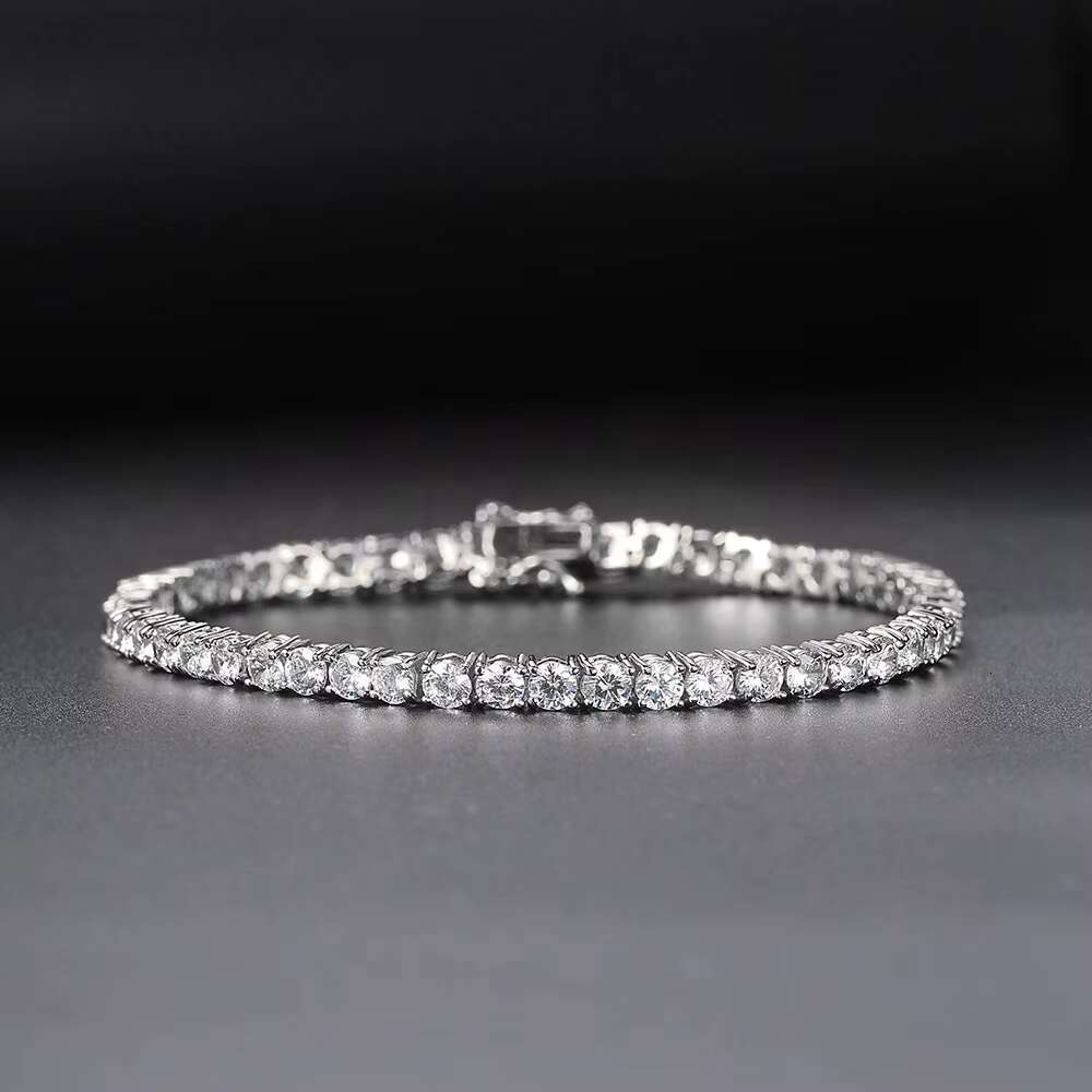 Fashion Jewelry VVS Moissanite 3mm-6mm Tennis Bracelet Yellow White Gold Plated 925 Sterling Silver Tennis Chain Bracelet