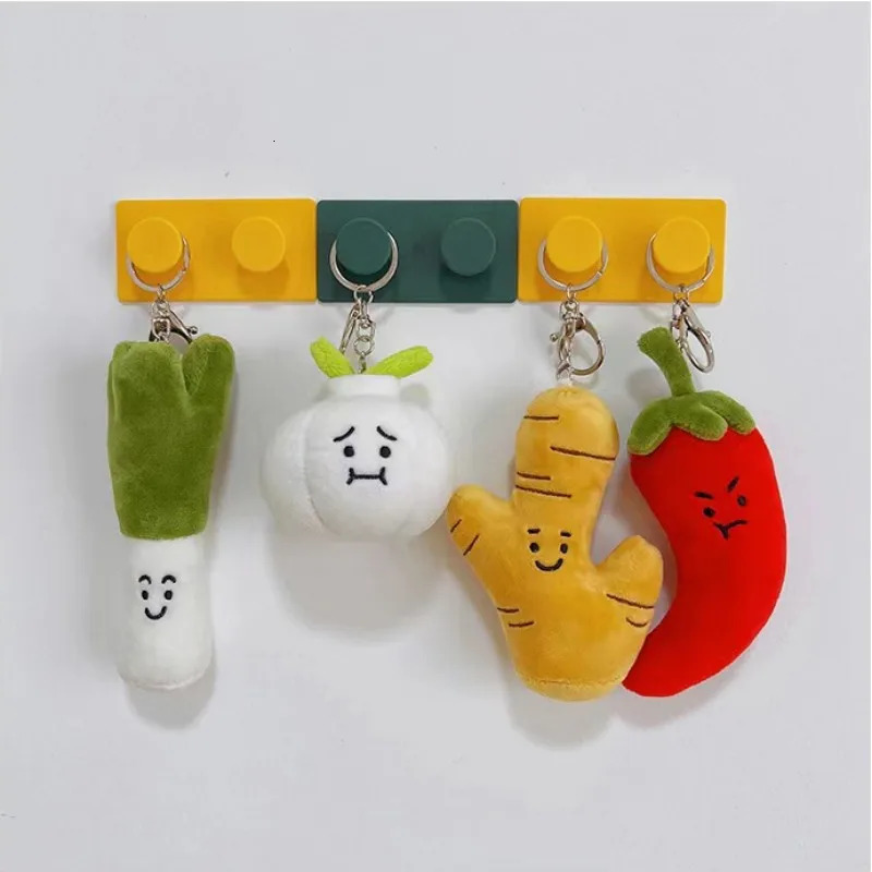 Cute Plush Vegettable Keychains Kawaii Pepper Garlic Green Onion Shape Keychain Charm Backpack Accessories Toy Gifts 251110