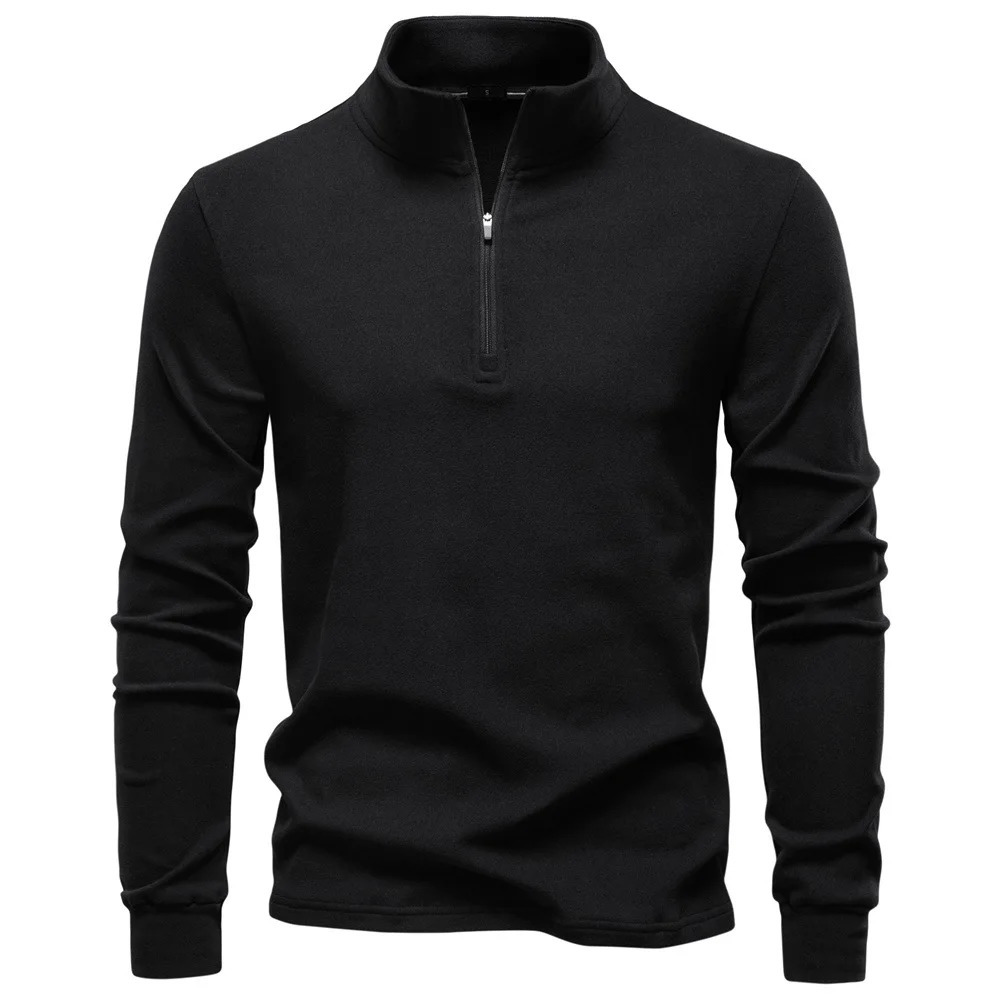 Men Stand-Up Collar Half-Zip Soft Shell Sweatshirt Long Sleeve Breathable Warm Pullover Casual Streetwear Jacket 251110