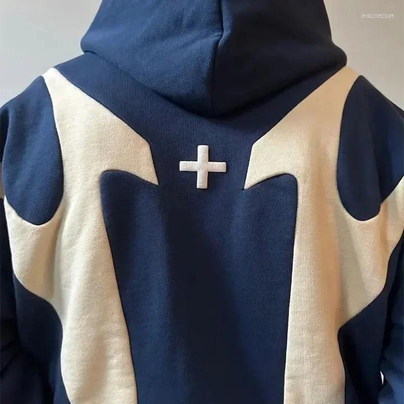 Mens Hoodies 2025 UK Drill NL25H The Fuse Hoodie American Retro Geometric Splicing Casual Couple Zipper Sports Fashion Street