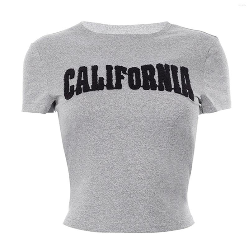 Womens T Shirts Baby Tees For Women Graphic Crop Tops Teen Girl Aesthetic Short Sleeve Slim Fit Shirt Cute Summer Clothing D16