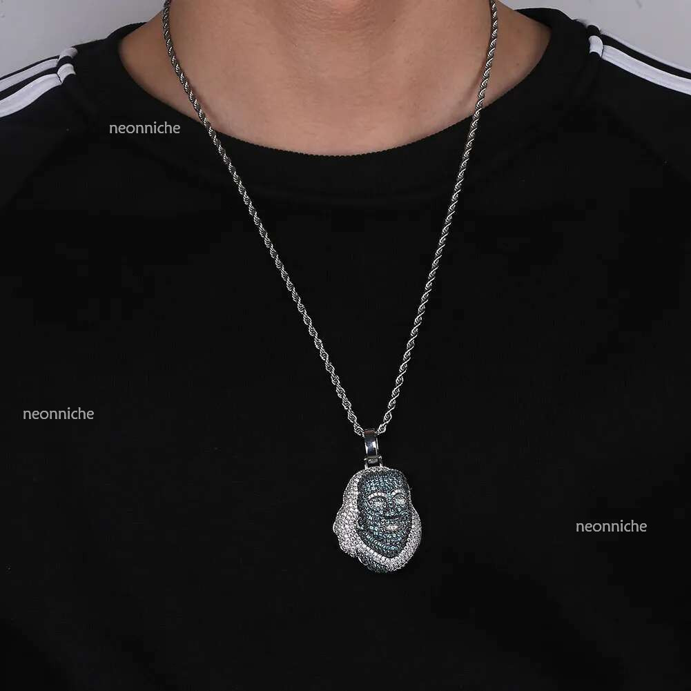 Necklaces TOPGRILLZ ICEDOUT Blueface Benjamin Piece Pendant with Tennis Chain Bg Hip Hop Jewelry Street Culture 230908