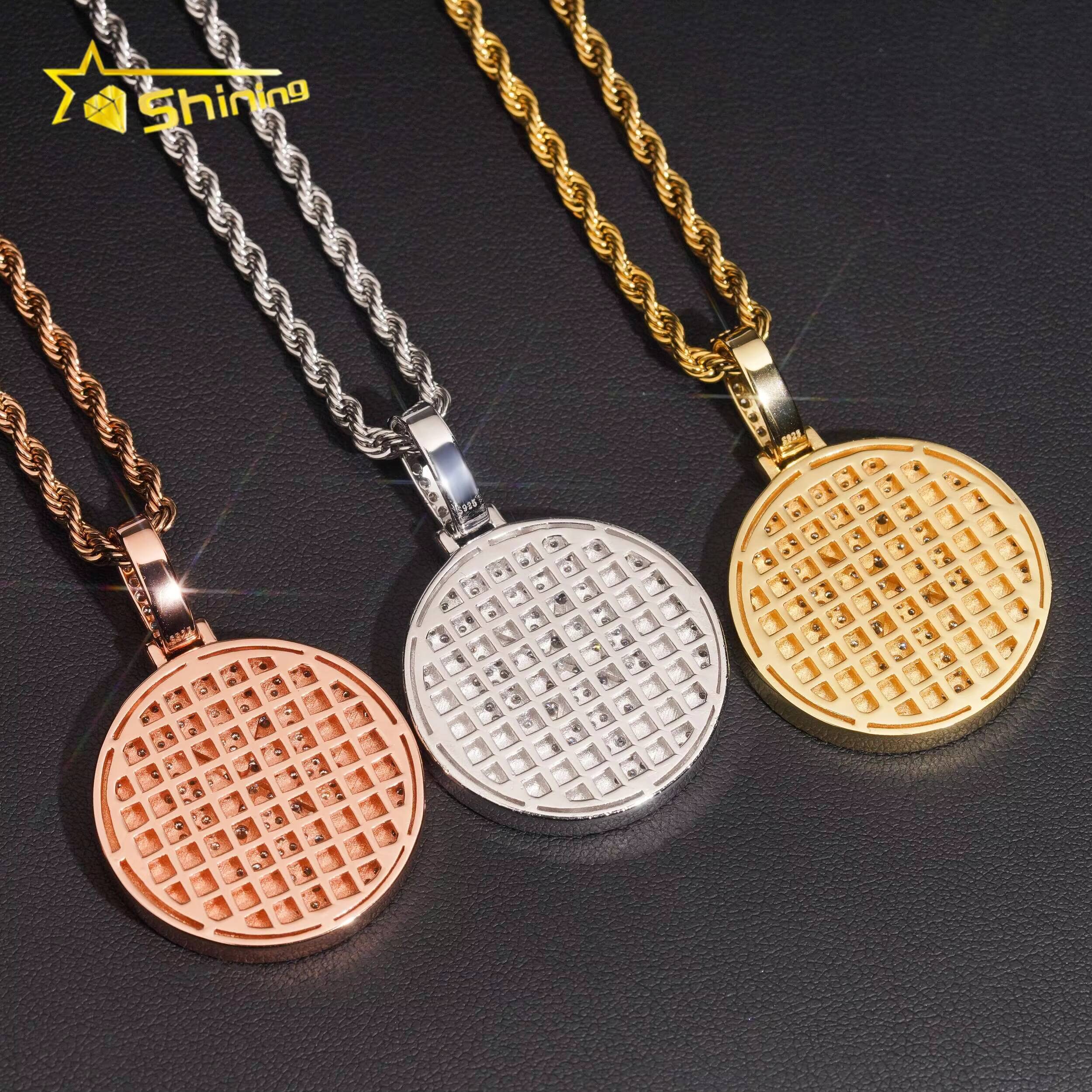 Factory Direct Hip Hop Pendant VVS Iced Out Moissanite Diamond Letter Round Pendant Trendy Charm Pendant Pass Diamond Tester