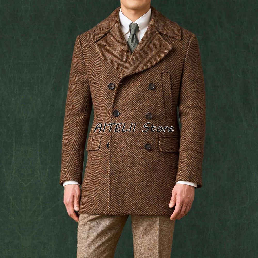 Mens Herringbone Jacket Mens Jackets for Man Blazers Woolen in Jackets Suit Male Elegant Mens Coats Coat Suits Top 251106