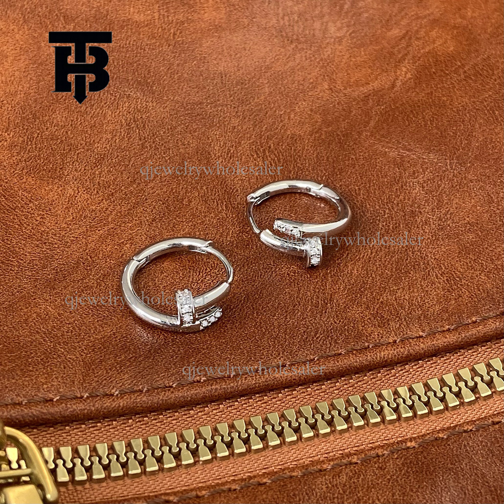 TB BHULAMTE Designer Luxury Nail Earrings High-end Accessories Ins Style Niche Light Luxury Plain Circle Super Sparkling Zircon Ear Studs Women's