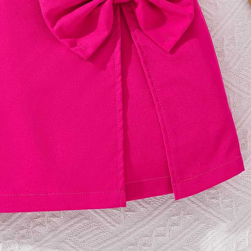 New summer childrens fashion set suitable for children and girls aged 8-12 years designed with rose suspension and short distance holiday clothingXJ25