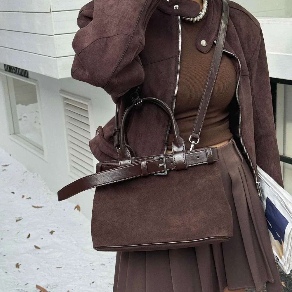 Motingsome Warm Winter Bags Woman Fashionable Handbag Natural Suede Genuine Leather Shoulder Purse Daily Bag 2025 New