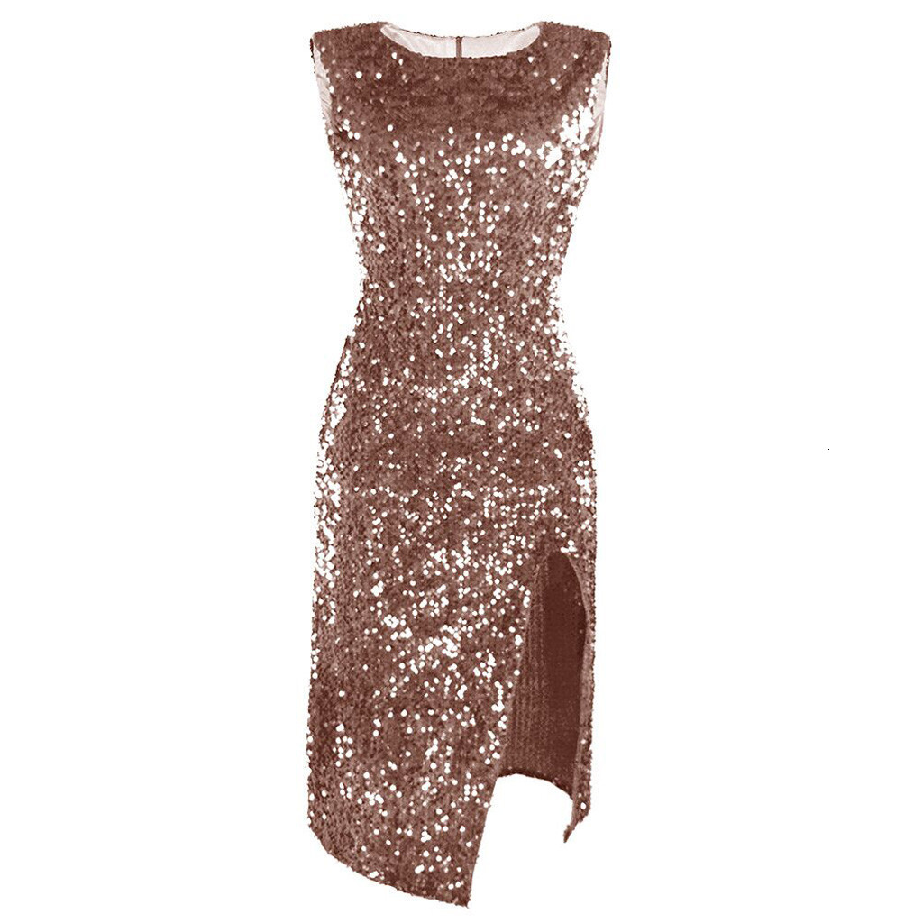 Nightclub Sexy Women's Irregular Sequin Split Dress