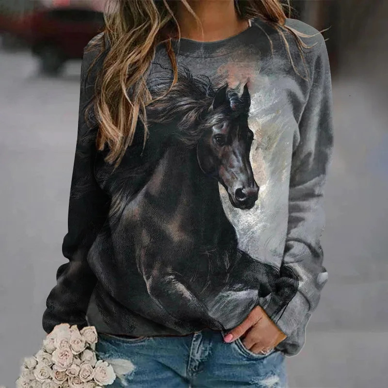 Horse Christmas Tree 3D Print Raglan Sleeve Sweatshirts Womens Oversized Pullovers Hoodies Female Streetwear Woman Clothing 251105