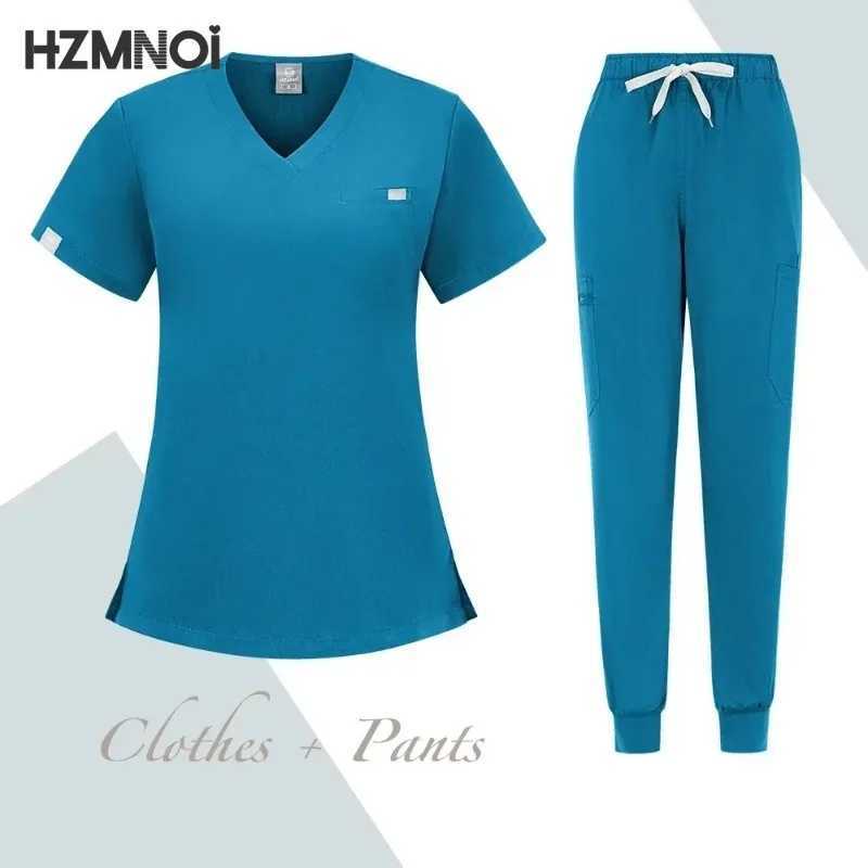 Scrubs Doctor Workwear Medical Uniform Women Nurse Uniform Thin Breathable Surgical Scrub Tops Elastic Scrubs Pants Spa Overalls X250410