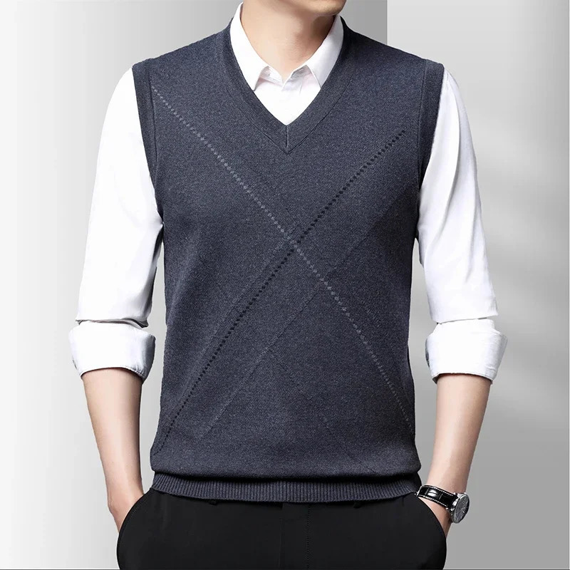 Mens Thickened Casual Sweater Tank Top Autumn and Winter Warm Vest 251104