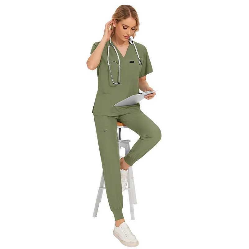 Ultra thin and lightweight fabric short Sleve medical clothing shampoo care pants elastic summer medical uniform X250410