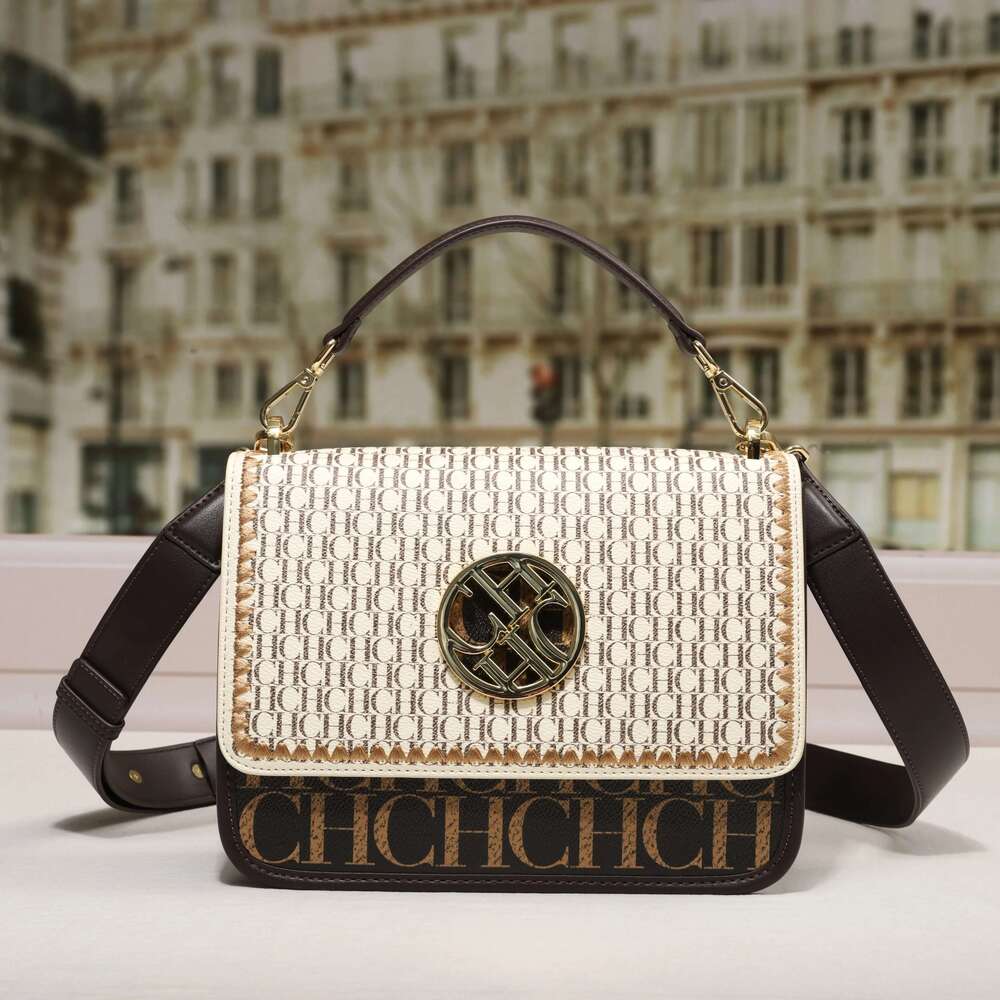 CH Exquisite Brand Fashion Handbag Classic Solid Design Shoulder Dark Letter Emed Ladies Party Bag