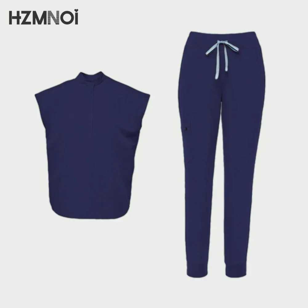 Scrub Sets Nurse Surgical Uniform Women Summer Slim Comfortable Oral Doctor Work Wear Short Slve Sets Operating Room Clothes X2505281