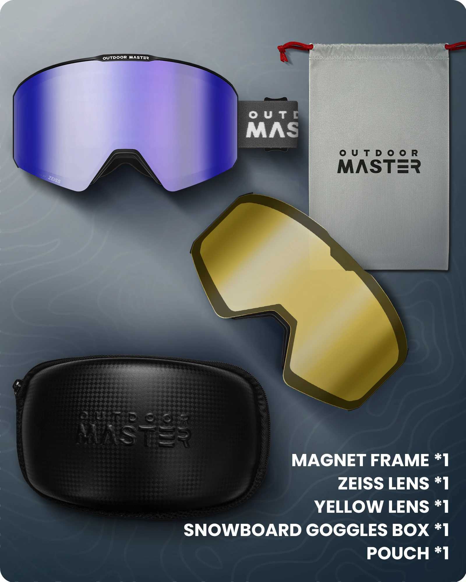 OutdoorMaster Falcon Ski Goggles Lens by ZEISS Anti-fog OTG Snowboard Goggles Magnetic Interchangeable K251110