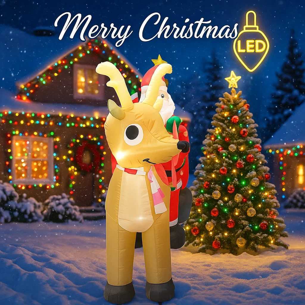 Christmas 787FT Holiday DIY Party Decoration Giant Christmas Inflatable Santa Sleigh Toy Reindeer LED Lights Yard Supplies Home Ornaments Y251111