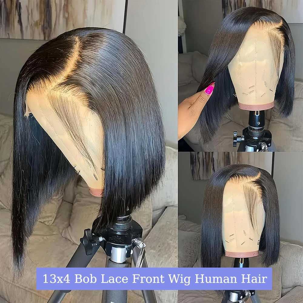Vietnamese Bone Straight Bob Human Hair Short Wig Hair 13x4 Lace Frontal Bob Wig 100 Human Hair Preplucked Wig 12 14 inch 200T251111