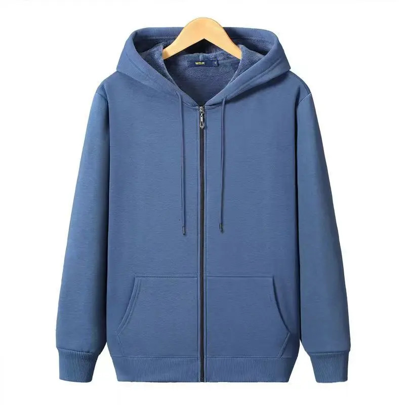 Zip Hooded menWomen Sweatshirt Navy Blue Wear Loose Autumn Solid Color Hoodie 251110