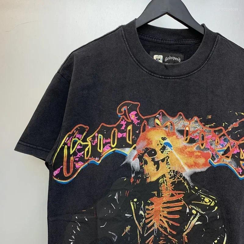 Men's T Shirts High Street Original Label Skull Dreams T-Shirt Vintage Do Old Black Short-sleeved Top