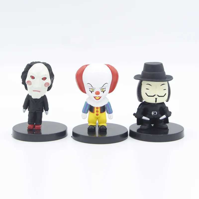 10 Pieces / Set Horror Film Series Jason Freddy Clown Action Figure Toys PVC Model Halloween Gift Vinyl Figurine Doll Gift C251111