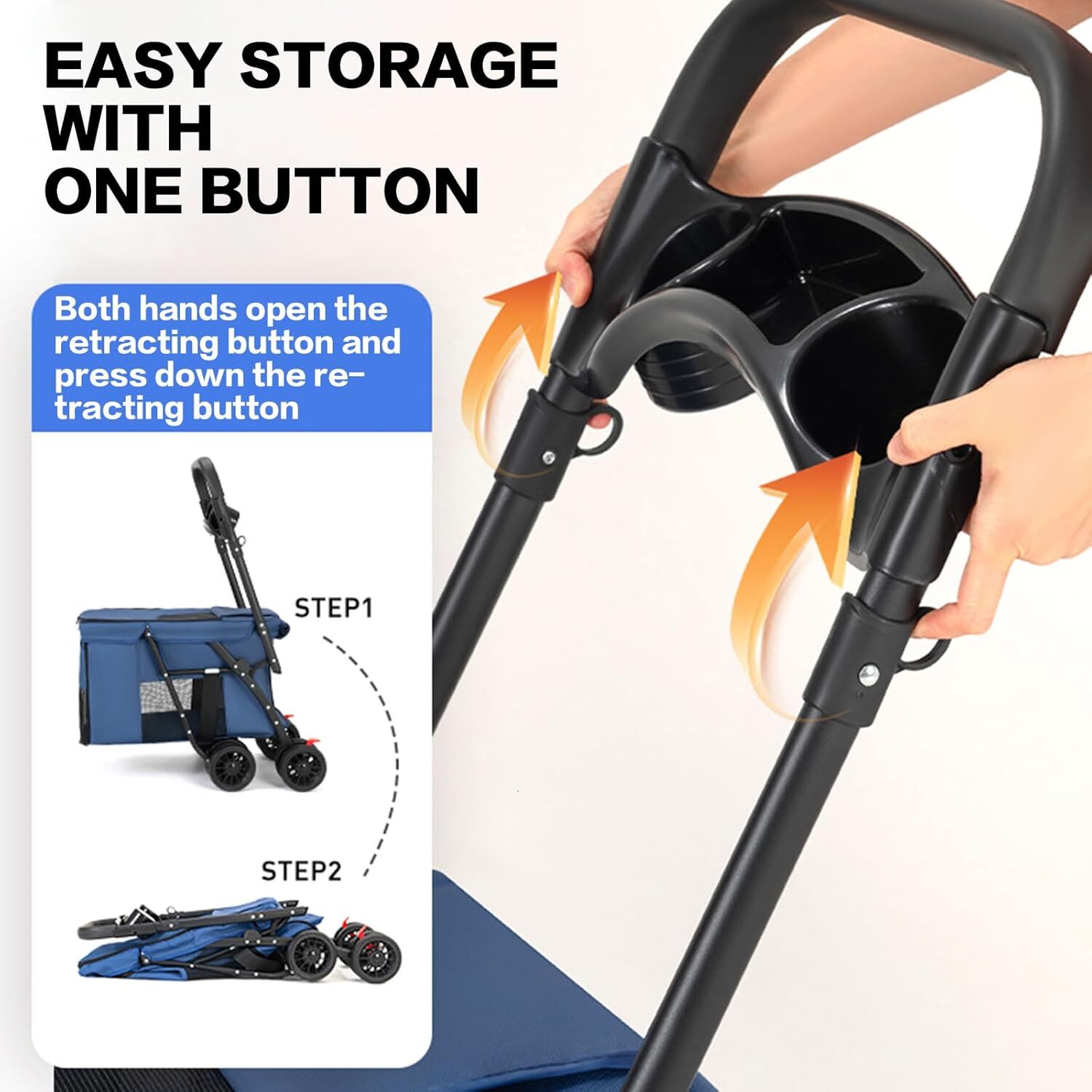pet cart cat and dog cart travel folding pet strap blue