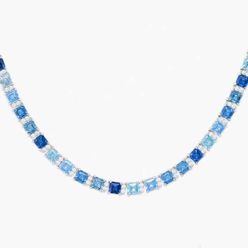 Hip Hop Passd Diamond Tester 925 Sterling Silver Iced Out Colorful Gemstone VVS Moissanite Cluster Tennis Chain for Women Men
