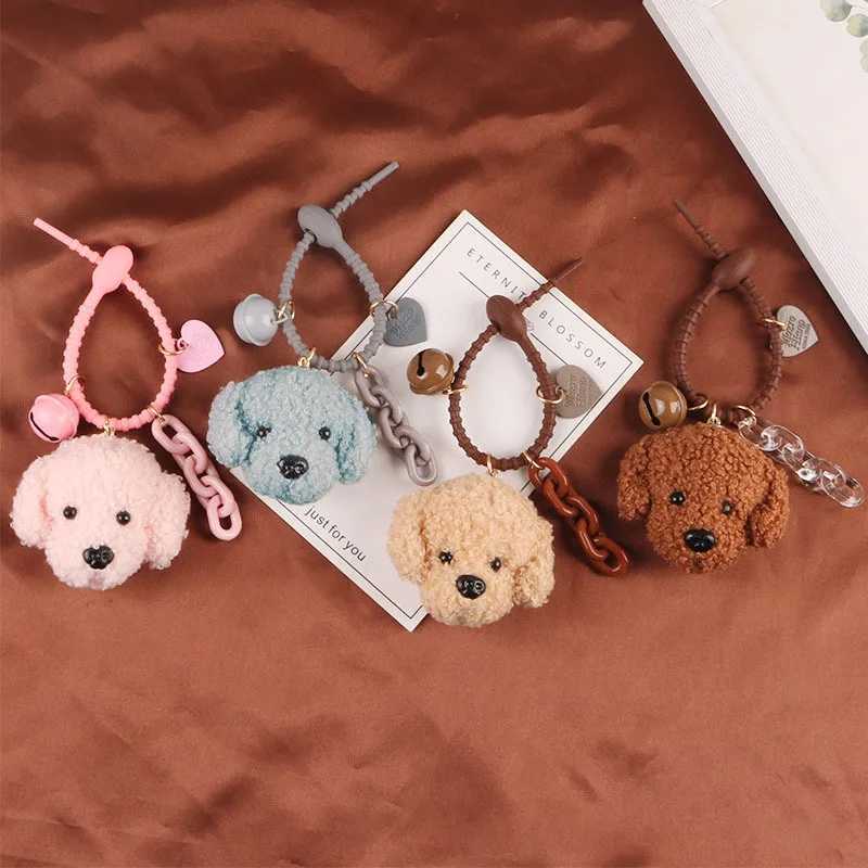 Poodle Doll Bell Love Accessories Cute Teddy Dog Soft Rubber Keychain Pendant W250411