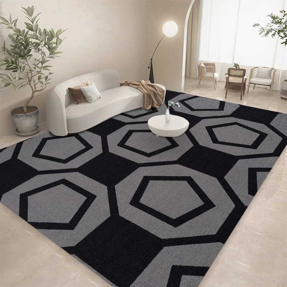 Modern Geometric Print Area Rug Large Non-Slip Washable Carpet for Living Room Bedroom Honeycomb Pattern Floor Mat Y251110