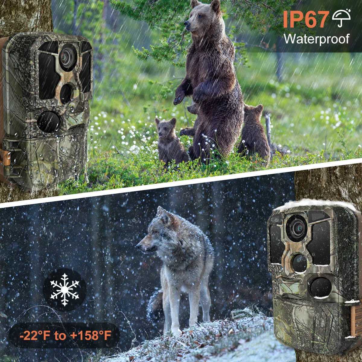 Trail Camera WiFi 4K 48MP Infrared Night Vision 0.05s Motion Activation Trigger Wildlife Photo Trap IP67 Waterproof Wildlife Camera X2504111