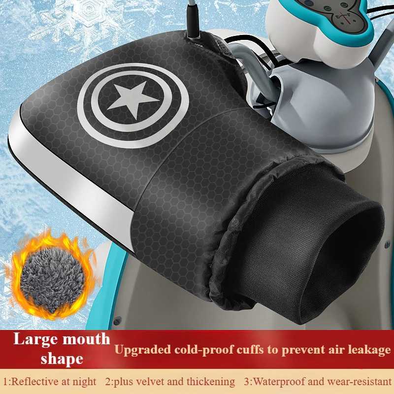 Motorcycle Handlebar Cover 1 Pair Winter Thermal Gloves Waterproof Handmuffs Windproof Warm Handle Thickened Reflective Strips S25118{category}