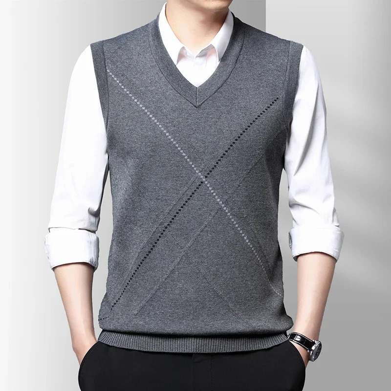 Mens Thickened Casual Sweater Tank Top Autumn and Winter Warm Vest 251104
