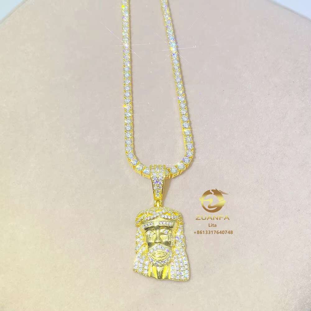 Zuanfa Jewelry Ready to Ship Custom Hip Hop Jesus Piece Vvs Moissanite Necklace Diamond Pendant