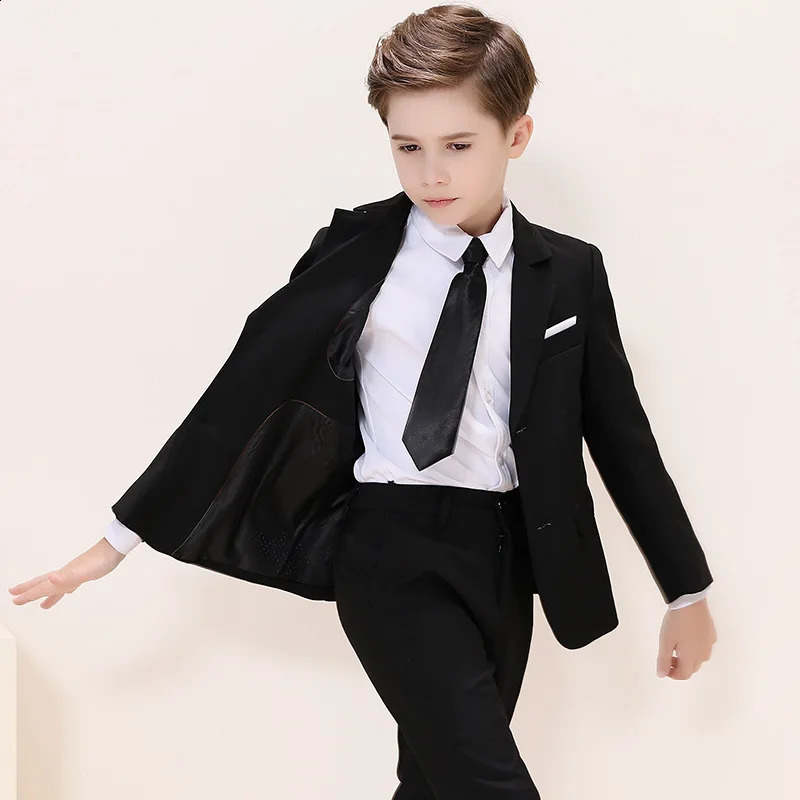 Kids Boys White Blazer Vest Pants 3PCS Set Children Baptism Wedding Prom Suit Baby Boy Elegant Dress Teenager Party Costume 250410