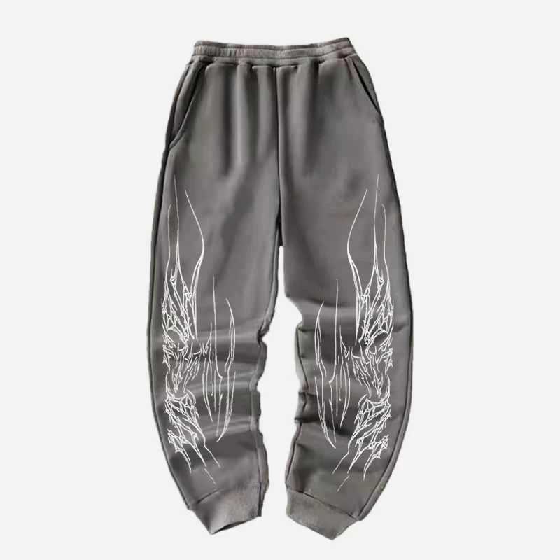 New mens cotton underwear Trouser line printing black sports pants fitness outdoor jogging drawstring pocket womens casual TrouserXJ250410