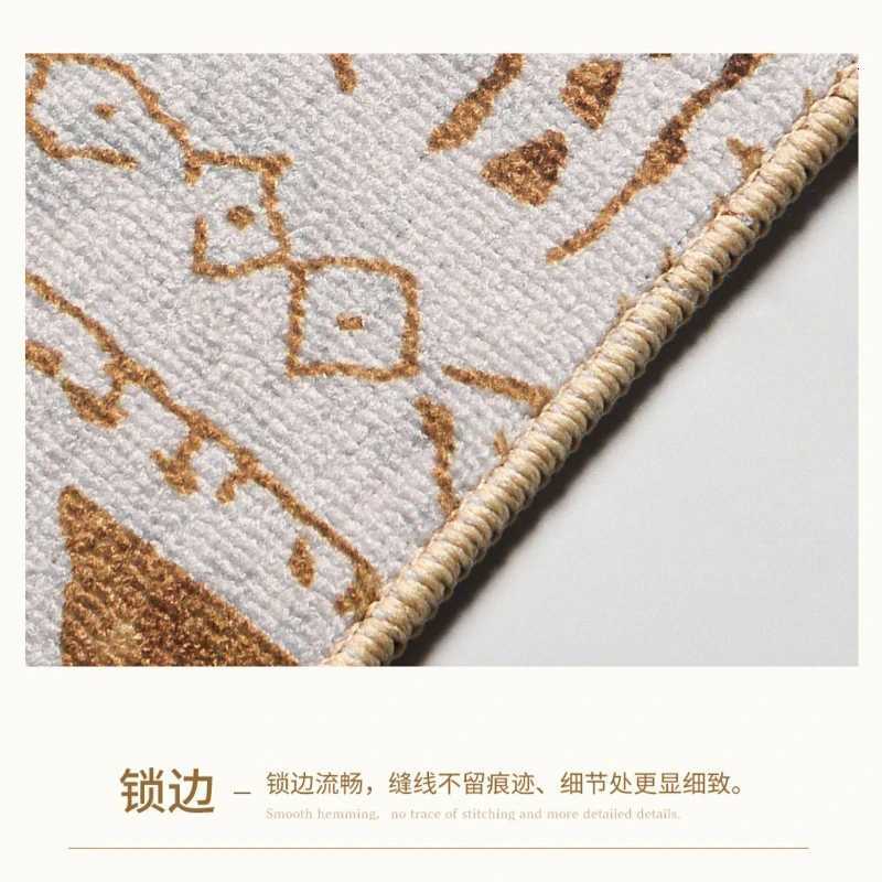 American Retro Rugs for Bedroom Soft Non-slip Lounge Rug Large Area Washable Living Room Decoration Rectangular Plaid Floor Mat Y251110