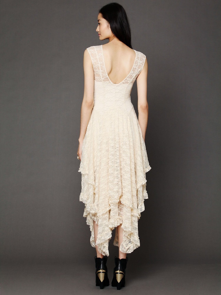 Fashion Women's Irregular High Low Lace Sexy Long Dress
