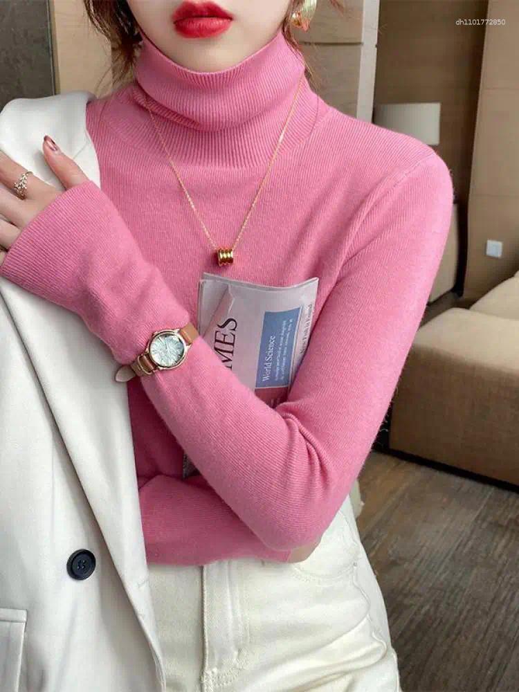 Women's Sweaters Autumn Winter Basic Slim Soft Solid Color Turtleneck Sweater Pullover Women Casual Long Sleeve Chic Bottom Knitted