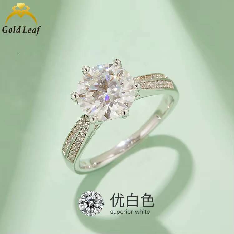 Goldleaf Jewelry Fine Jewelry Ring GRA Certificate D VVS White Color Moissanite Ring 925 Sterling Silver Engagement Ring