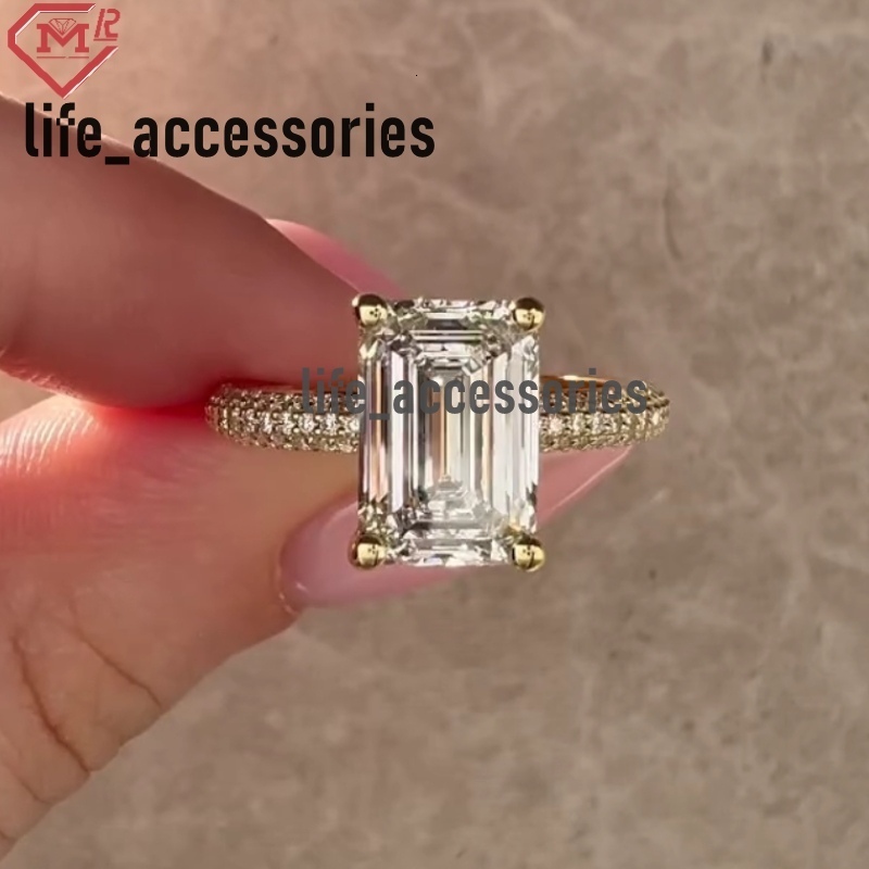 Fine Jewelry Lab Grown Diamond Ring IGI 2ct Emerald Cut 925 Silver Customize Design Diamond Ring