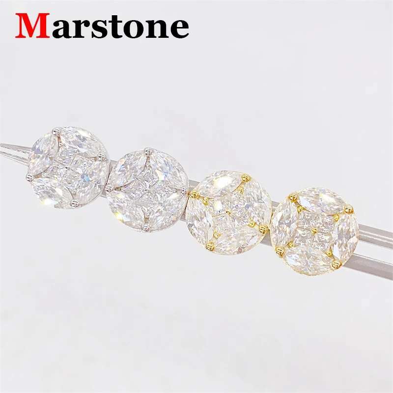Full Moissanite Diamond Womens Earrings Princess Marquise D Color VVS S925 Sliver Hip Hop Top Quality Earrings for Women Men