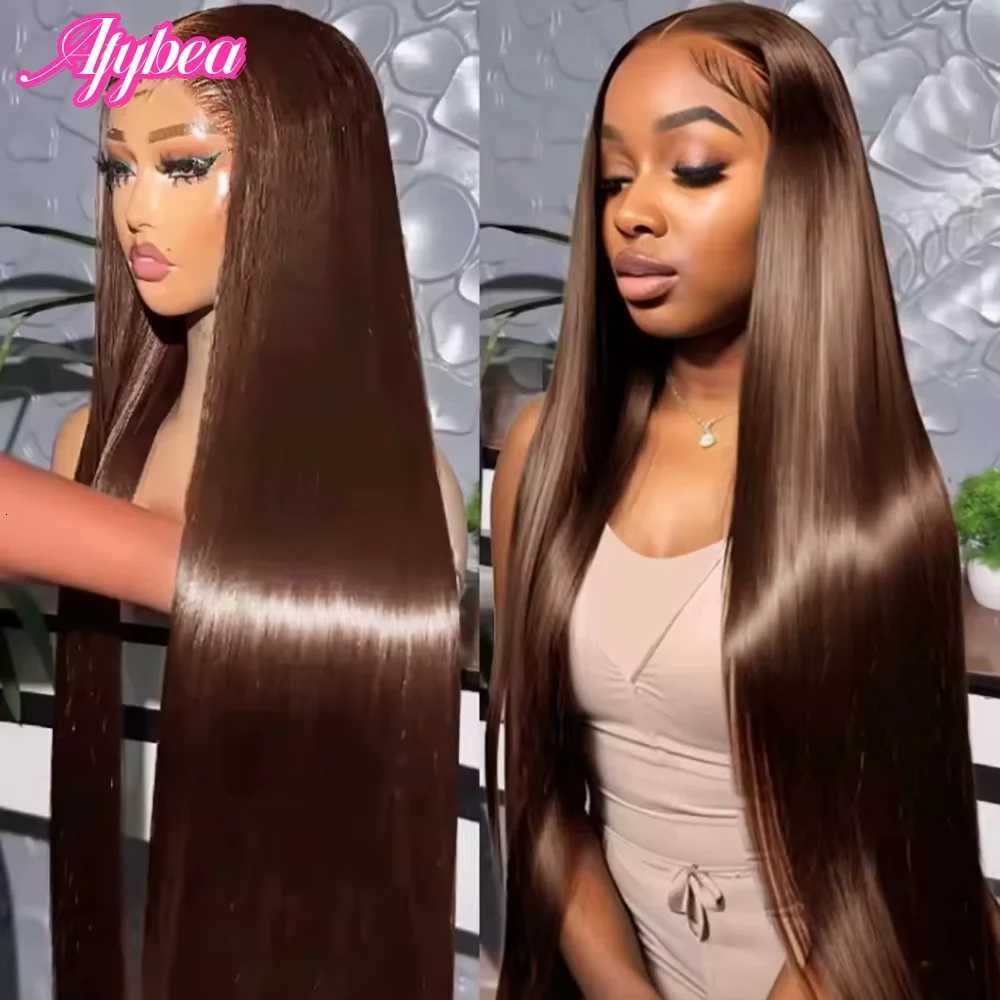 13x6 HD Lace Frontal Wig Chocolate Brown Straight 100 Human Hair 30 Inch Brown Brazilian Lace Front Human Hair Wigs For WomenT251111