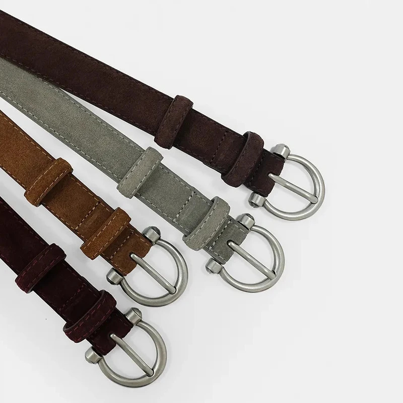 Suede Leather Belt for Women Gold/Sliver Alloy Buckle Ladies Trendy Belts with Casual Jeans Dress Coats 251110