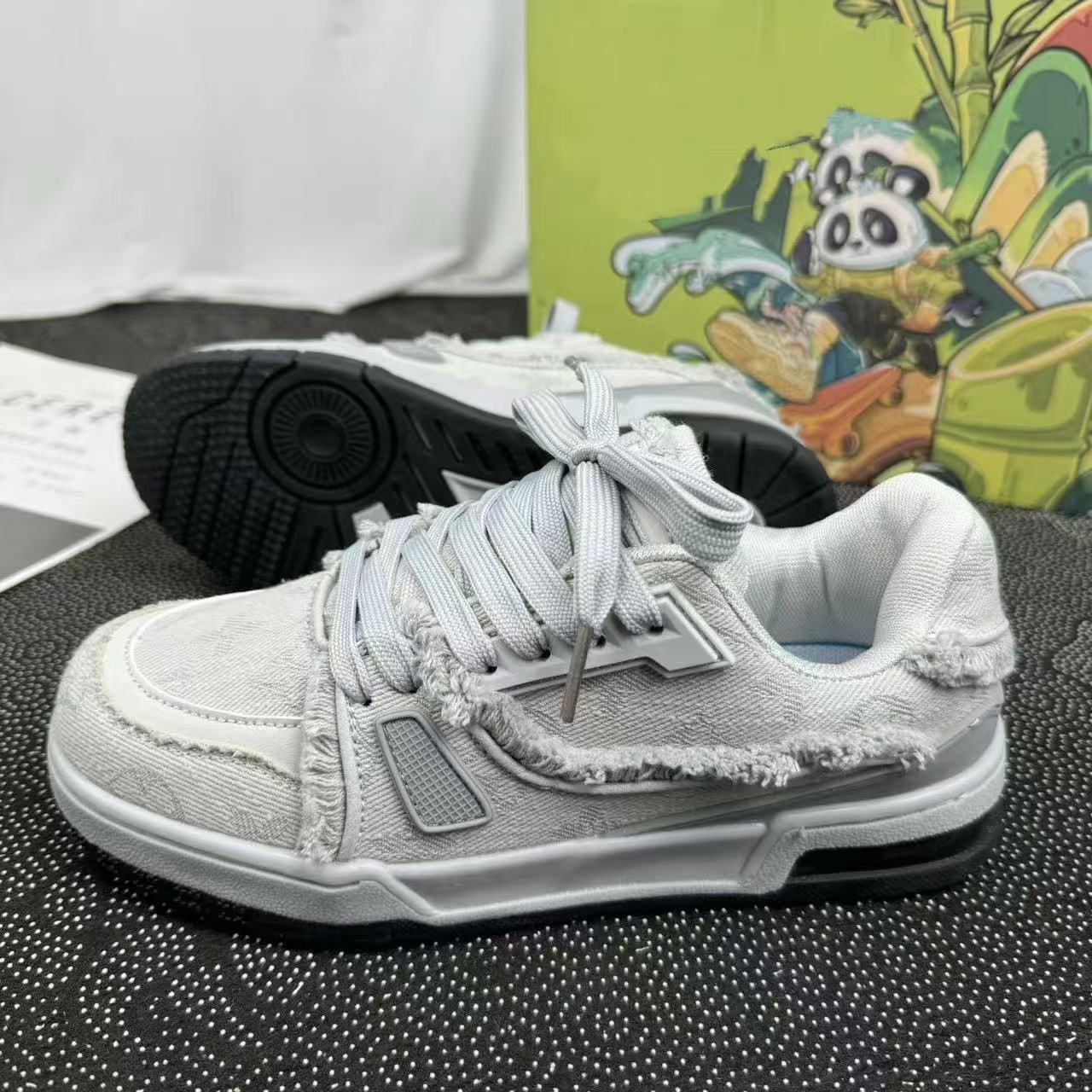 grey pink denim beard edge bread shoes female couple niche sports casual shoe men 36-44 outdoor sneaker