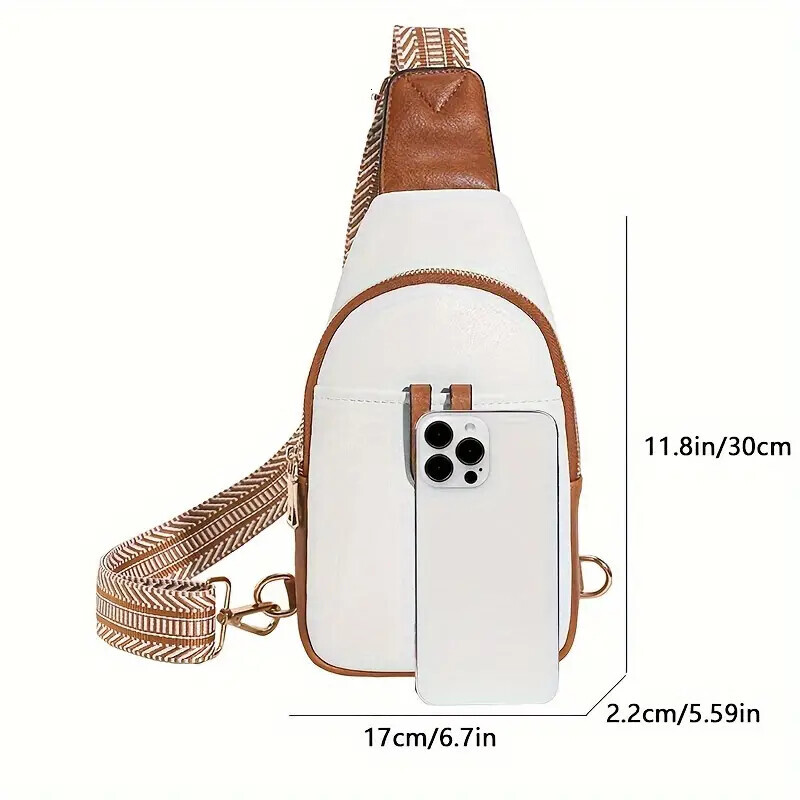 FL- Sling Bag for Women Crossbody Fanny Packs for Women Leather Sling Chest Bag with Adjustable Strap Beige Brown