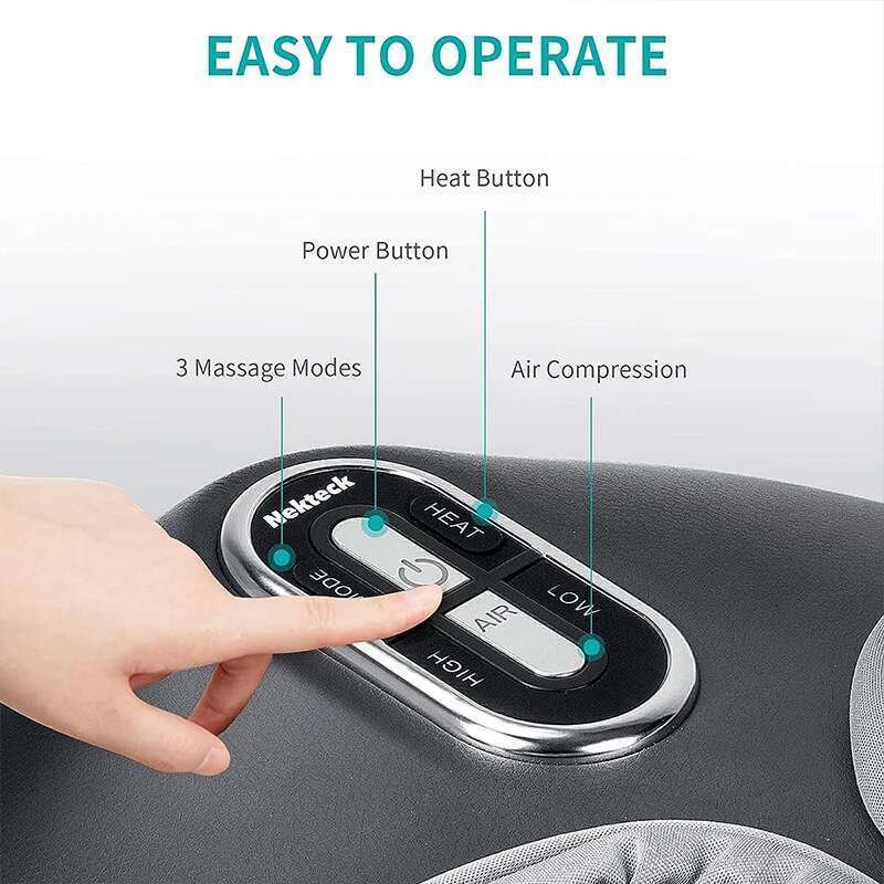 Nekteck Massager Heating Therapy Air Compression Shiatsu Knead Roller Muscle Relaxation Electric Foot Massage hine